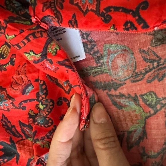 NWT FARM RIO One Shoulder Tropical Floral Red Cropped Top M - Picture 6 of 6